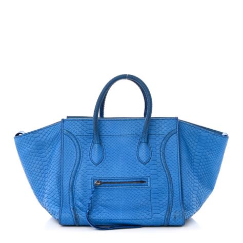 celine snake skin tote bag with zips|CELINE Snakeskin Medium Phantom Luggage Blue.